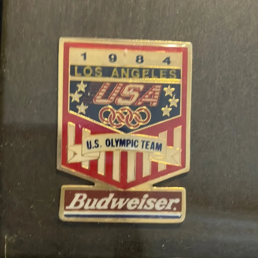 Budweiser Olympic Sponsorship Black and Gold Pin in Picture Frame Collection‎